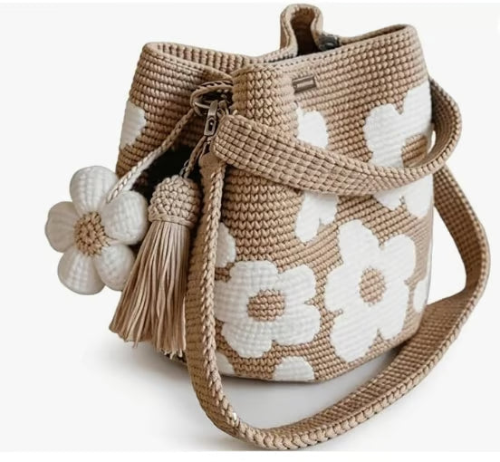 White Flower Crochet Bag