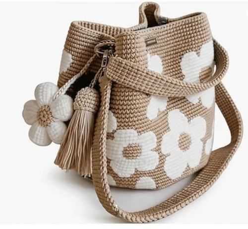 White Flower Crochet Bag