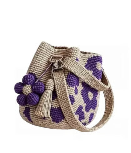Purple Flower Crochet Bag