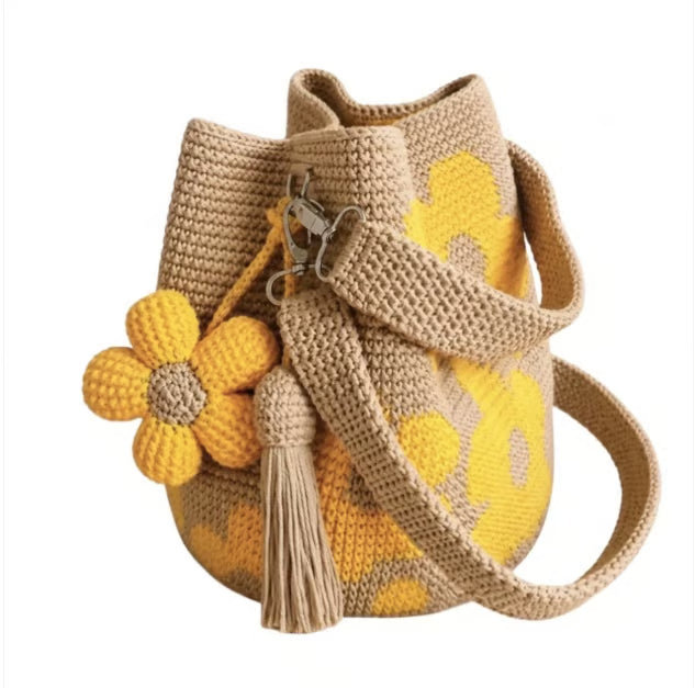 Yellow Flower Crochet Bag
