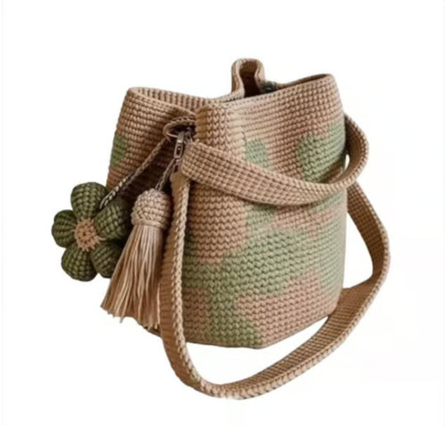 Green Flower Crochet Bag